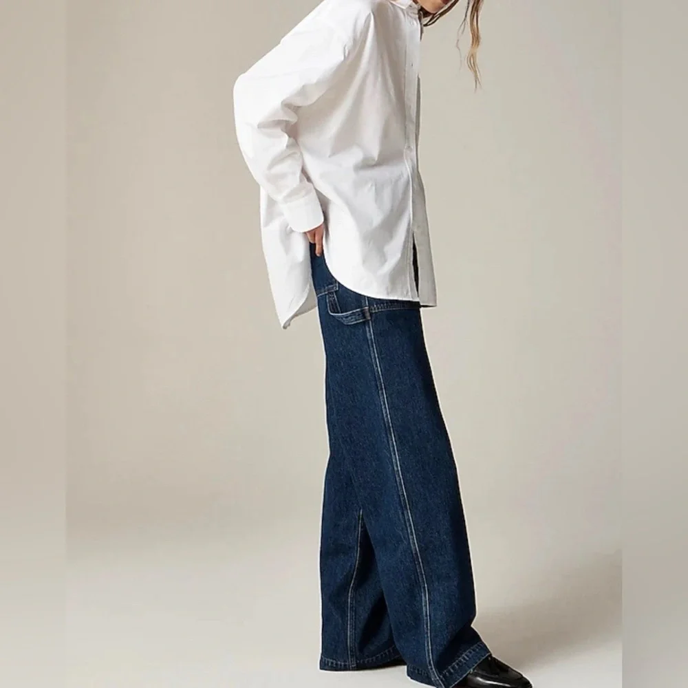 J. Crew Etienne Oversized SMALL White Button-Up in Cotton Poplin NEW White  $98